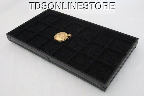 Stackable Black Aluminum 18 Slot Pocket Watch Jewelry Display Tray Black