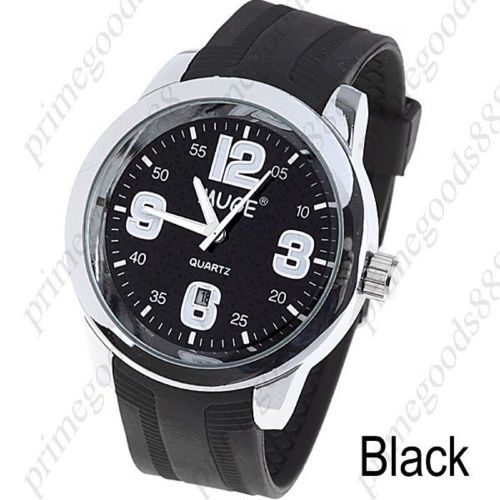 Rubber Strap Unisex Quartz Watch Wrist watch Timepiece with Date in Black