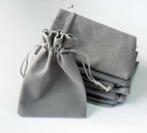 LOT OF 12 JEWELRY POUCH RING POUCH GRAY VELVET POUCH GIFT BAGS VELOUR BAGS NEW