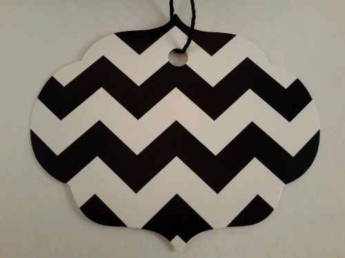 100 2 3/4 x3 1/4&#034; Large oval ornate black chevron print price tags with string