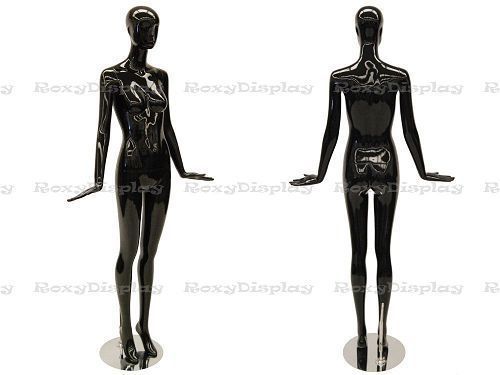 Female Fiberglass Glossy Black Mannequin Eye Catching Abstract Style #MD-XD01BK