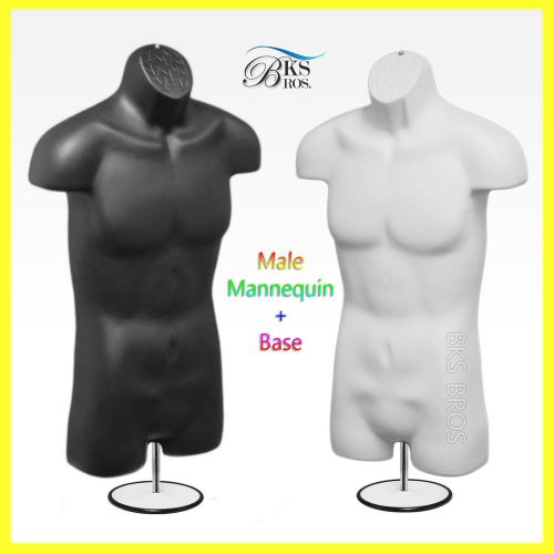2 White Male Mannequin Man Hollow Dress Form Clothing Display Metal Stand Hang