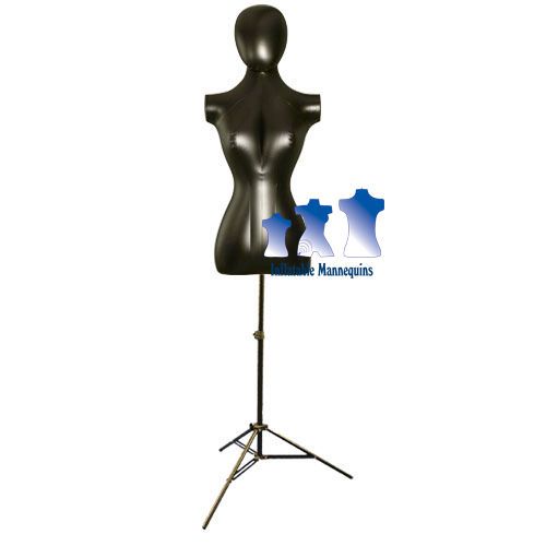 Inflatable Female Torso with Head, Black and MS12 Stand