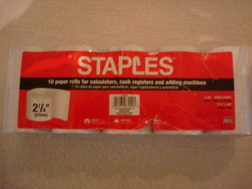 STAPLES 10 paper rolls for calculators, cash registers and adding machines,