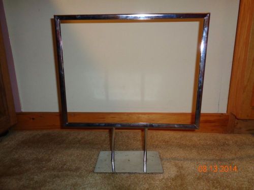 Table top chrome sign holder for 11 X 14 in. sign (15.5 in. high with stand)