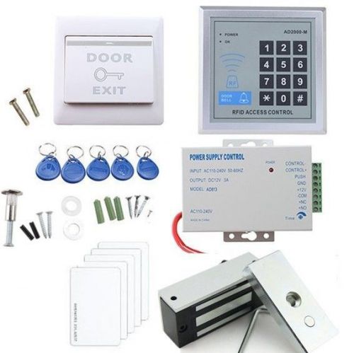 60kg Electronic Lock RFID Access Control System Kit+Power Supply+Exit Button