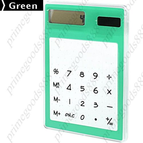 Thin Compact Transparent Clear Touch Screen Solar Calculator Calculating Green