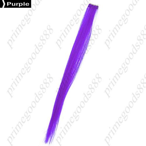 European Long Straight Clips In On Hair Extensions Wig Hairpiece Clip Purple