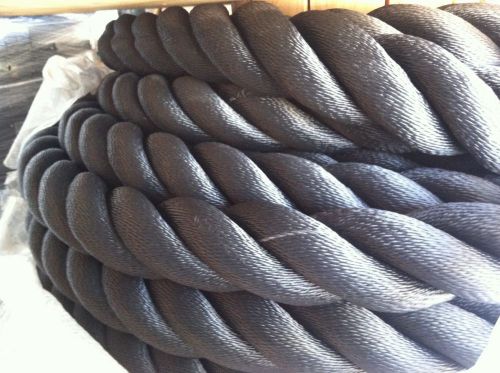 3&#034; diameter fiber rope, cordage, black, military, towing, training 5 ft of rope for sale