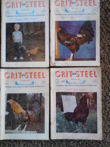 Lot of 4 diff. Gamefowl - GRIT AND STEEL - 1985 - Book / Magazine game chicken