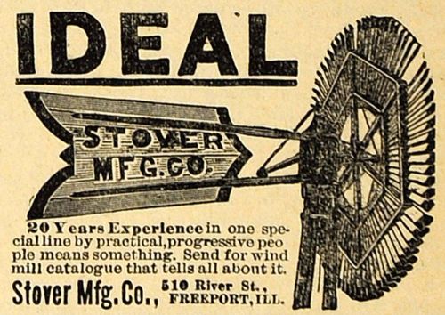 1890 ad ideal stover wind mill 510 river street freeport illinois aag1 for sale
