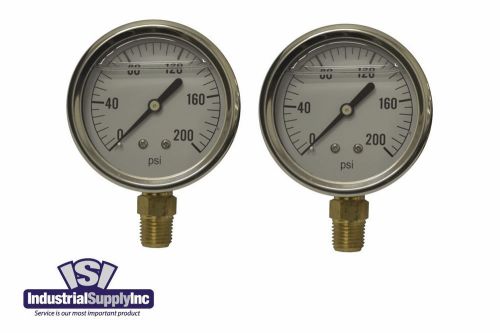 2-Pk 0-200 psi 2.5&#034; Hydraulic-Air-Water Pressure Guage