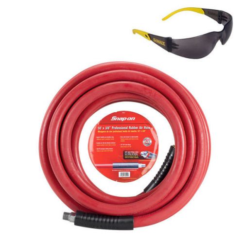 New snap-on rubber air hose  3/8-inch x 50-feet, free dewalt smoke glasses for sale