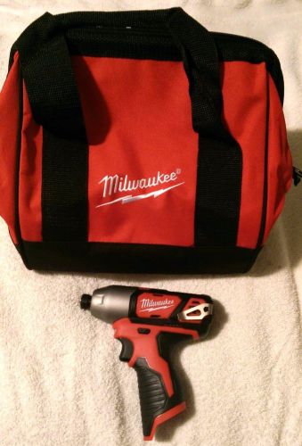 New Milwaukee2462-20 Li-ion 12V  M12 1/4&#034;Hex Impact Driver &amp; 12&#034; Contractors bag