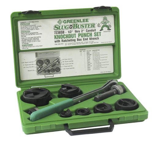 New! greenlee 7238sb slug-buster knockout kit with ratchet wrench, punch driller for sale