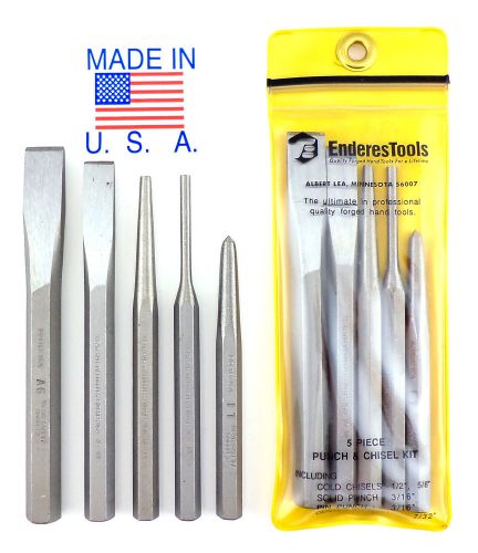 Enderes Tool 5pc Punch &amp; Chisel Set MADE IN USA Professional Pin Solid Center