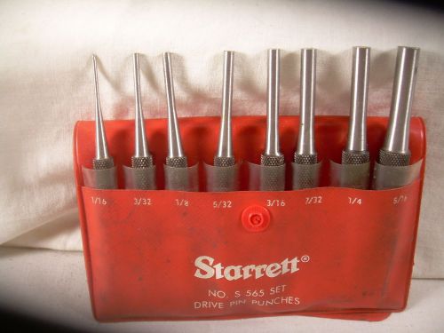 Starrett 8 Pc Set Machinist Drive Pin Punches No. S 565 1/16” To 5/16” in Case