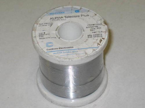 Alpha 63/37 .020inch diameter telecore plus no clean solder 139337 qty-1lb new for sale