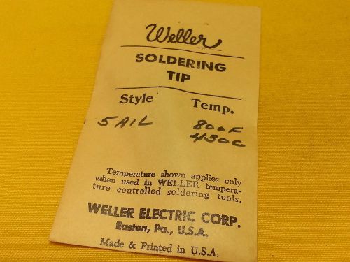 Weller soldering tip #5-ail .25&#034; shank .0625&#034; wide flat tip for sale