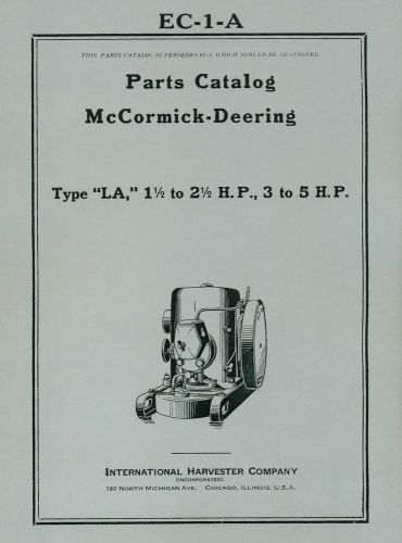 McCormick Deering  Type  LA Parts Catalog