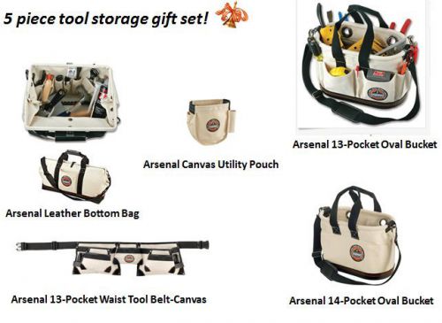 5 piece arsenal tool storage gift set, 1 bag, 1 belt, 2 storage buckets, 1 pouch for sale