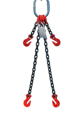 9/32&#034; 10 foot grade 80 doga double leg lifting chain sling - grab hook adjuster for sale