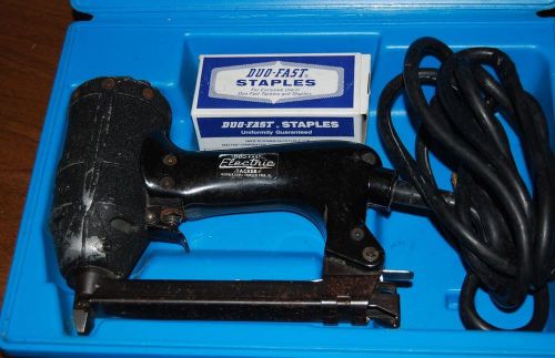Vintage WORKING Duo-Fast Model E Electric Carpet tacker with case &amp; staples