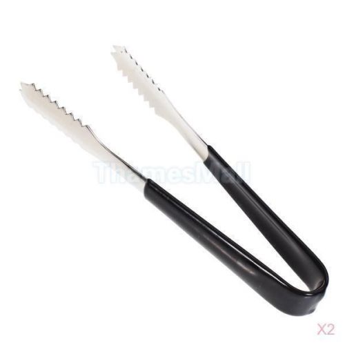 2x kitchen stainless steel ice tongs with rubber wrapped handle buffet tool 6.7&#034; for sale