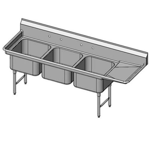 Restaurant sink three compartment  right drainboard pss18-1620-3r for sale