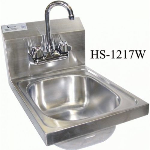 Wall mount s/s hand sink 12&#034;x17&#034; w/ no lead faucet etl for sale