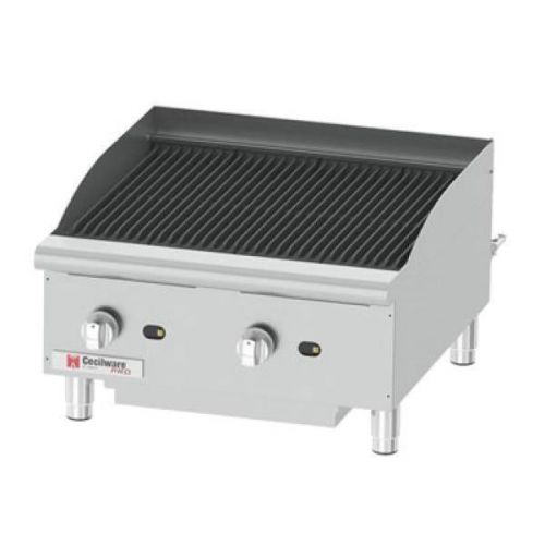 Cecilware commercial countertop gas charbroiler nat or lp 2 burner 24&#034;x20&#034; ccp24 for sale