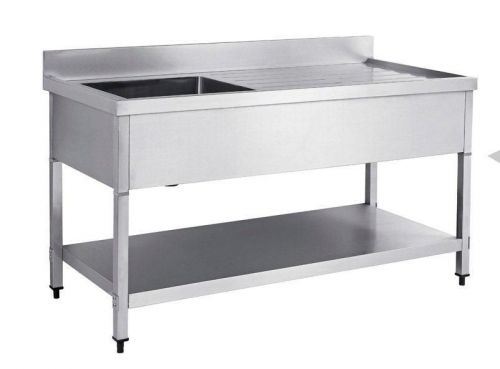 Stainless Steel Commercial Kitchen Sink, Single &amp; Double Bowl, Right Drain 60cm