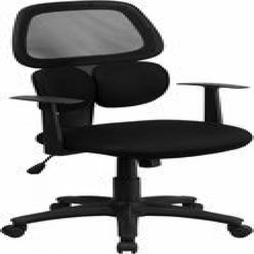 Flash Furniture BT-2755-BK-GG Mid-Back Black Mesh Chair with Flexible Dual Lumba