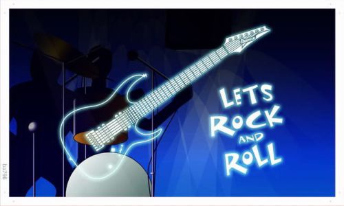 Ba796 guitar let&#039;s rock n roll music banner shop sign for sale