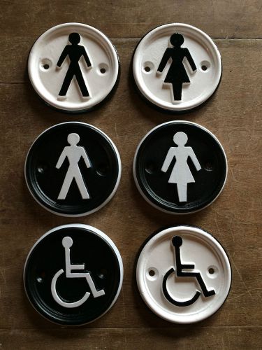 Toilet door signs gents mens ladies womens disabled old antique cast iron style for sale
