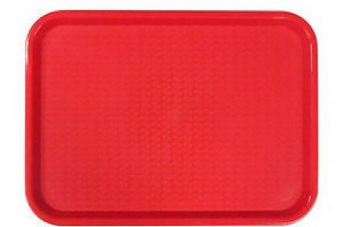 Plastic Fast Food Tray Red 14&#034; x 17-3/4&#034; 1 Dozen Pieces Adcraft TFF-1418RD