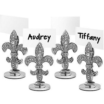 Rhinestone Studded Fleur De Lis Name Place Card Holders For Tables