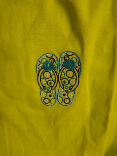 Dei tropical fantasy flip flops apron summer sandals thongs lime green 25x36 new for sale