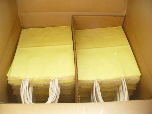 250 PRINTED Pastel Yellow PAPER RETAIL GIFT BAGS 8x5x10, w/handle