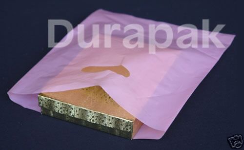 9x12&#034; 1000 pcs pink retail plastic frosty die cut with handle shopping bags for sale