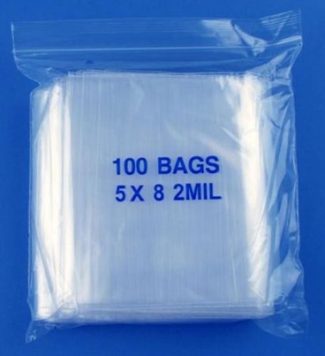 NEW 5&#034; x 8&#034;, 2 Mil Clear Zip Lock Bags, 5 Packs of 100