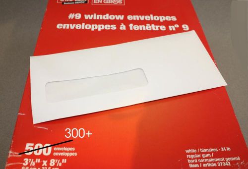 Box of 300-STAPLES #9 Window Envelopes White 3 7/8&#034; x 8 7/8&#034; 24 lb