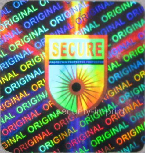 294 ORIGINAL SECURE PROTECTED Shield Hologram Silver stickers labels 20mm S20-4S