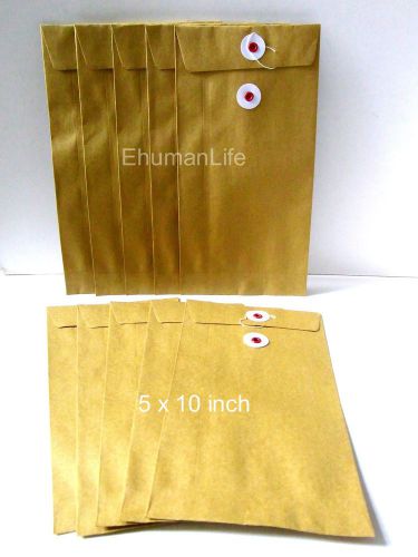 i534 Brown Kraft Paper wi String-Tie Envelopes Mailer Bags 5x10&#034; x 10pcs or 20pc