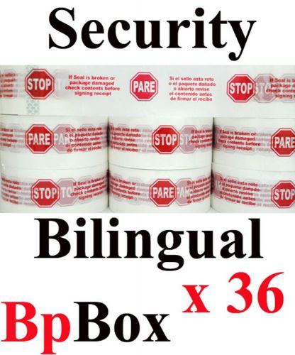 36 bilingual sealing security tape roll printed 2&#034; x 110 yd stop check for sale