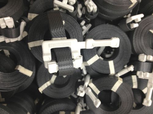 2,000 Poly Straps Pre-Cut 1/2&#034; x 17&#039; Buckle attached Black