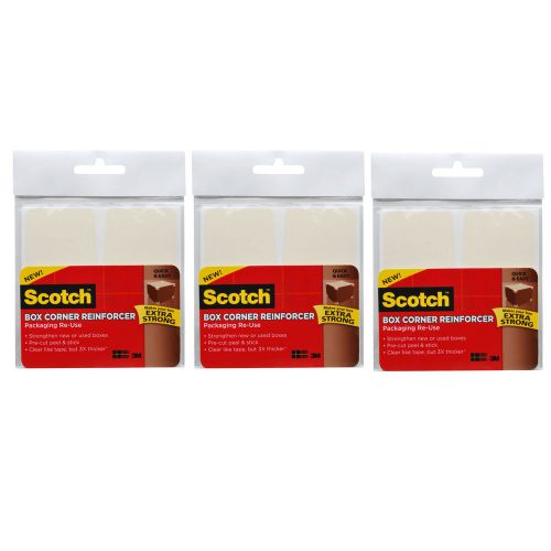 3m scotch box corner reinforcement squares, 4 x 4, clear, pack of 72 for sale