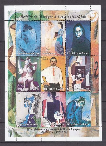 Art  &#034;Pablo Picasso&#034;  Sheet of  9  stamps  MNH
