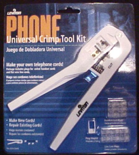 NEW  Leviton 830-C5890 Universal Phone Crimper Tool Kit with 12 Cord Plugs