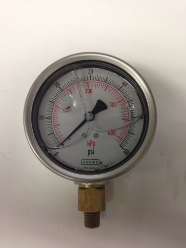 Noshok 0-60 psi pressure gauge 1/4&#034; npt bottom mount 4&#034; dial liquid filled new for sale